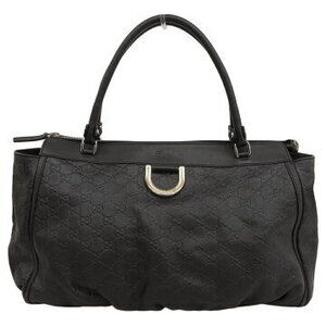 Gucci Guccissima Boston Bag Logo Handbag Black Leather